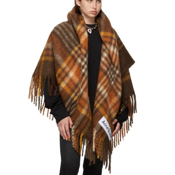 Acne Studios Accessories - ACNE STUDIOS Brown & Orange Tartan Scarf